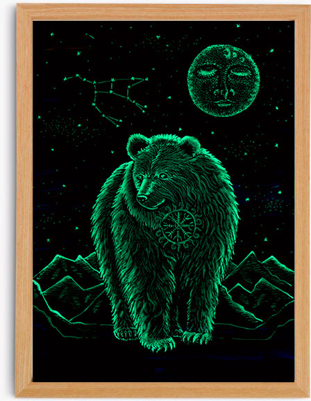 Svítící ilustrace medvěda