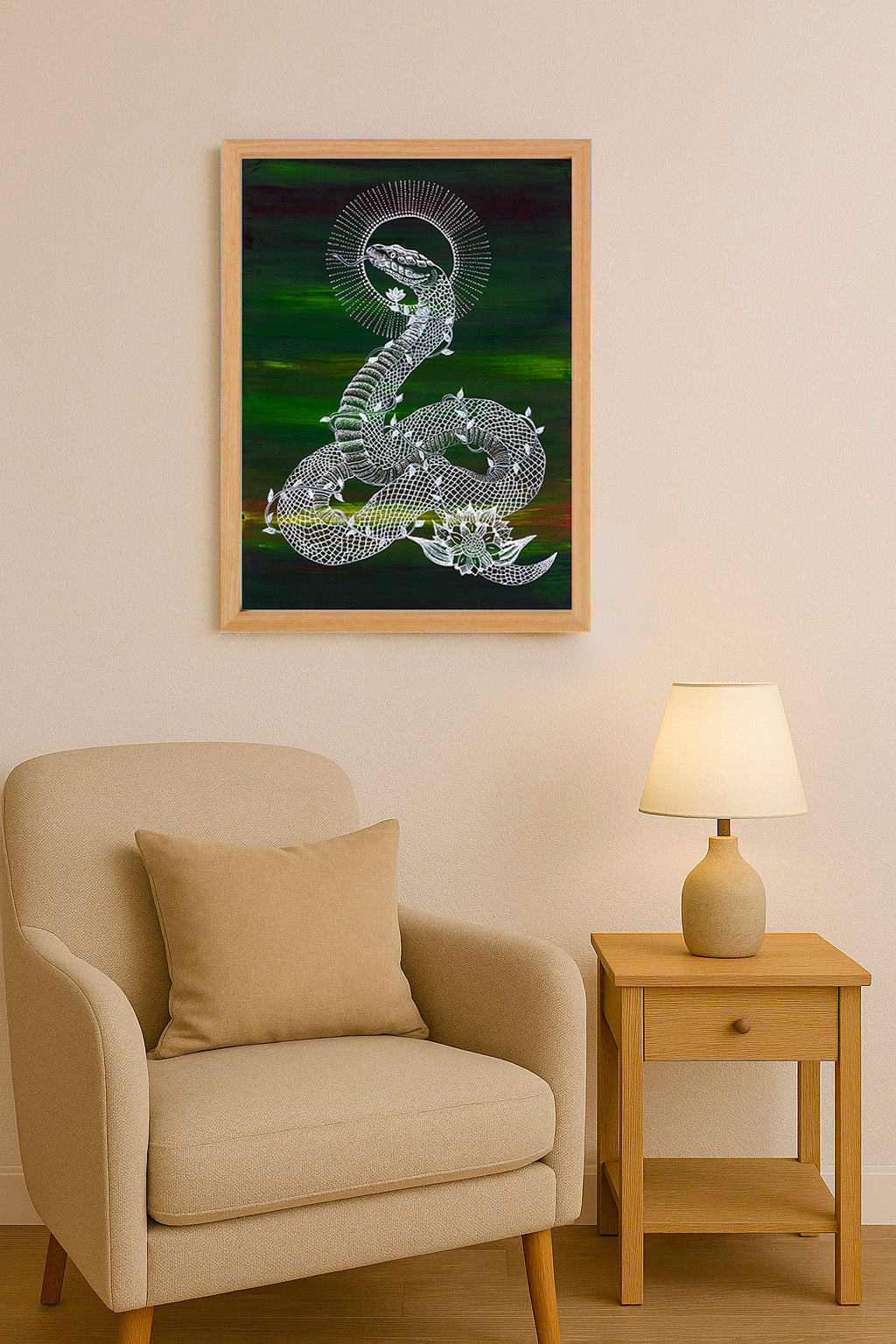 Svítící illustrace hada