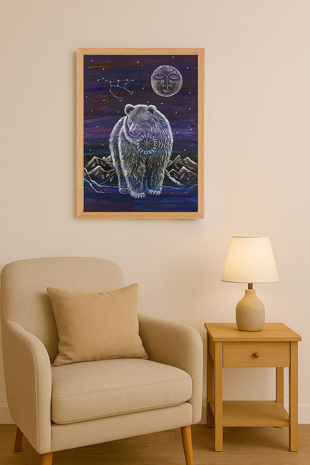 Svítící ilustrace medvěda