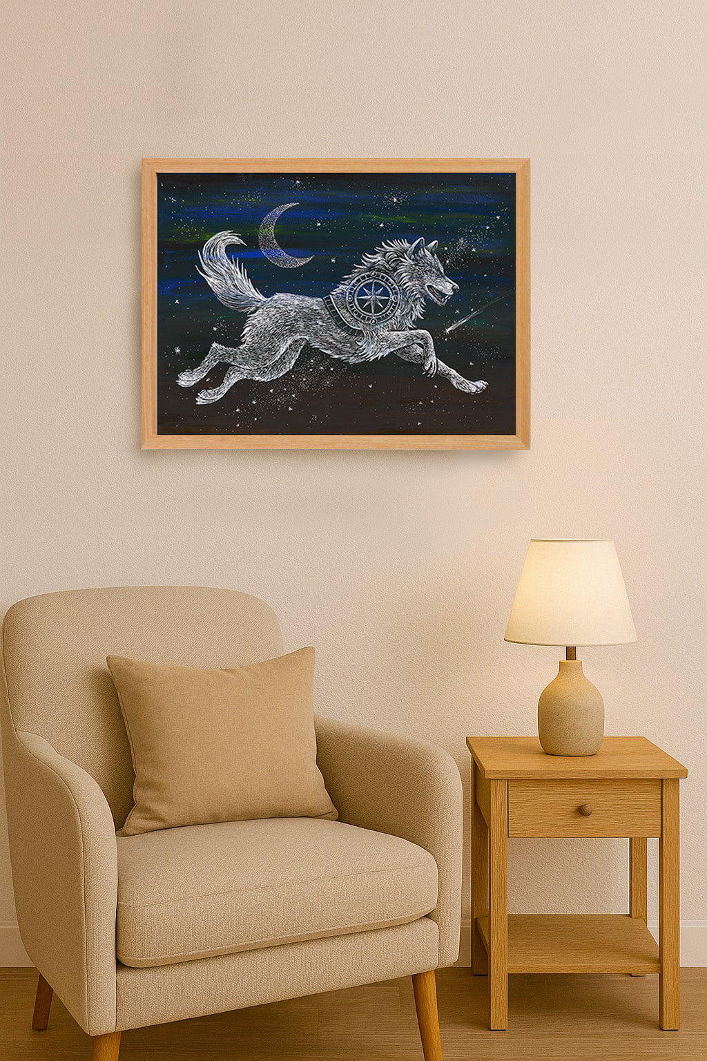 Svítící ilustrace vlka