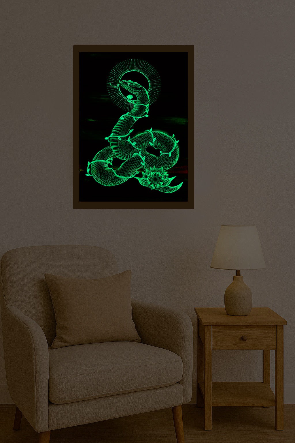 Svítící illustrace hada