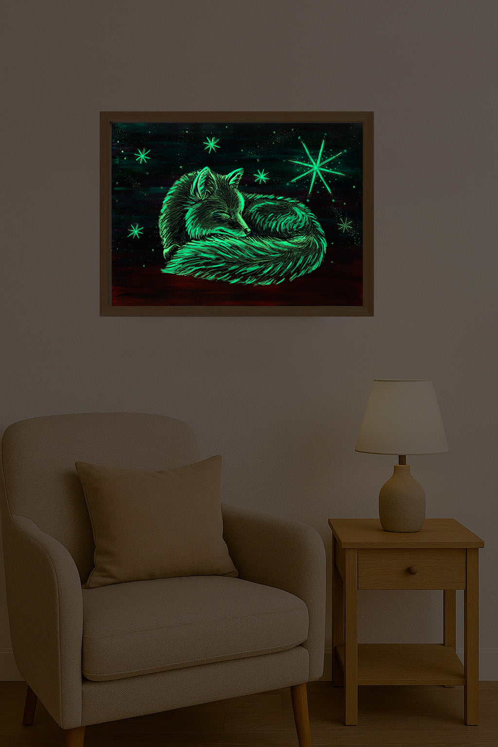 Svítící ilustrace lišky