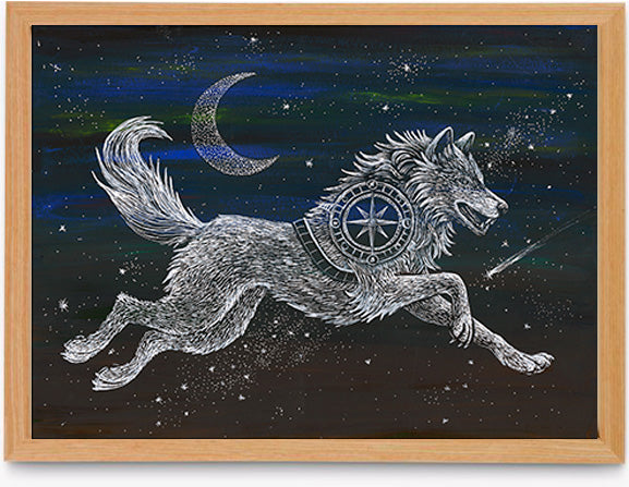 Svítící ilustrace vlka