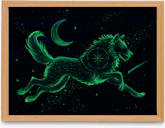 Svítící ilustrace vlka